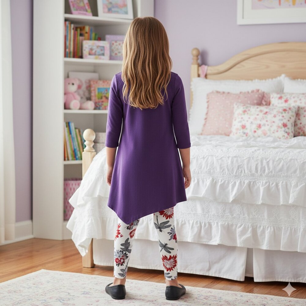 S/L NEW Girls Dragonfly Leggings, Kids Soft Yoga Pants - Picture 3 of 6